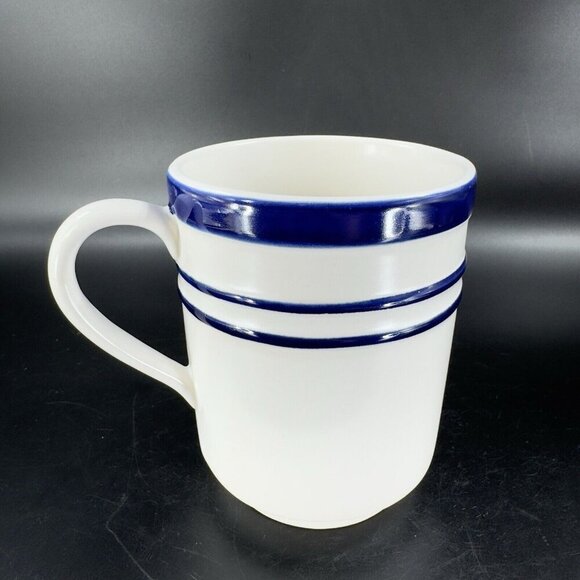 Lenox Kate Spade Ceramic Coffee Mug Cup Sculpted Stripe Cobalt Blue White VTG - Picture 9 of 14